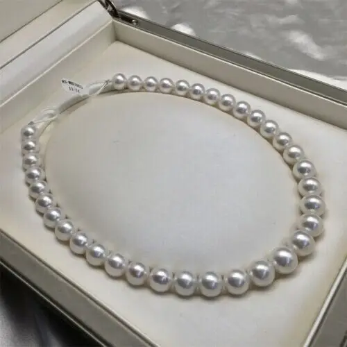 

GENUINE NATURAL AAAAA 9-10MM Australian south sea white Round pearl necklace 14K