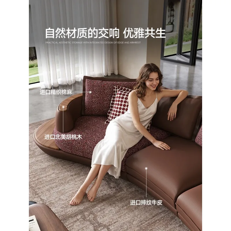 Modern minimalist leather sofa villa haute couture Godard sofa new leather cloth combination sofa