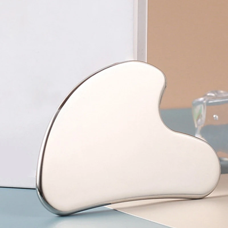 2pcs Face and Eye Stainless Steel Heart-shaped Scraping Board with Dual Roller Massager Muscle Massage Beauty and Skincare Tool
