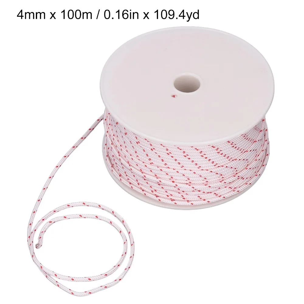 Strong Universal Recoil Starter Rope White and Red Nylon Pull Starter Cord String Compact Lawn Mower Rope