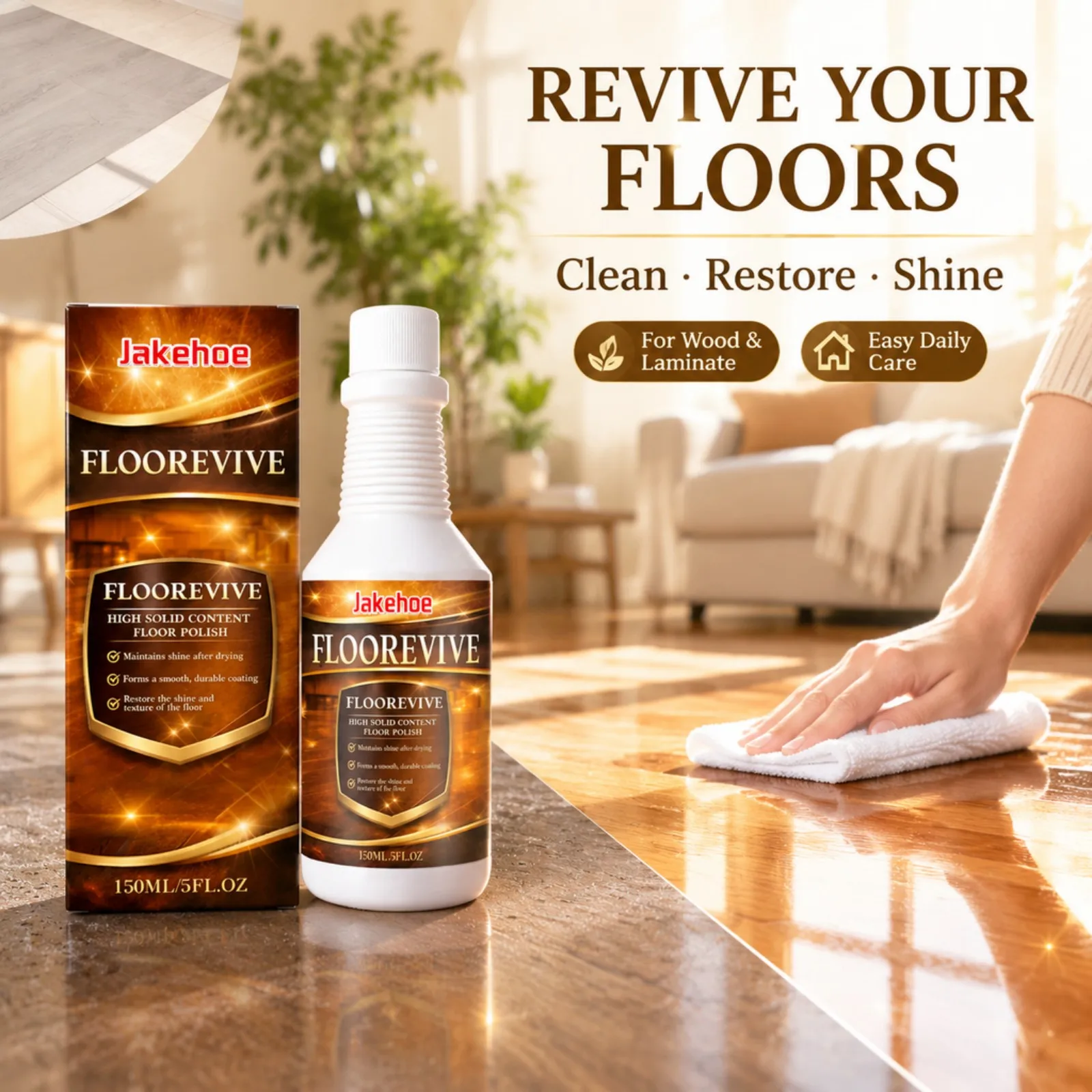 Floor Polish Restore Shine Scratch Remover Form Protective Layer Enhance Gloss And Smoothness Daily Floor Maintenance 150ml