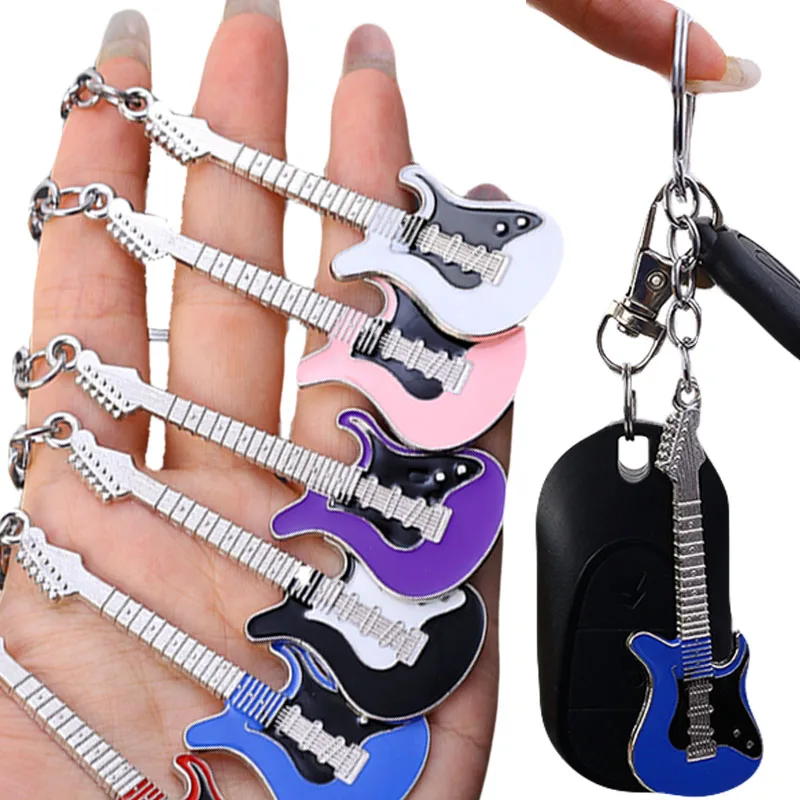 Y2K Popular Creative Guitar Customized Keychain Simple Boutique Beautiful Cute Guitar Key Chains Pendant Birthday Gift Key Ring