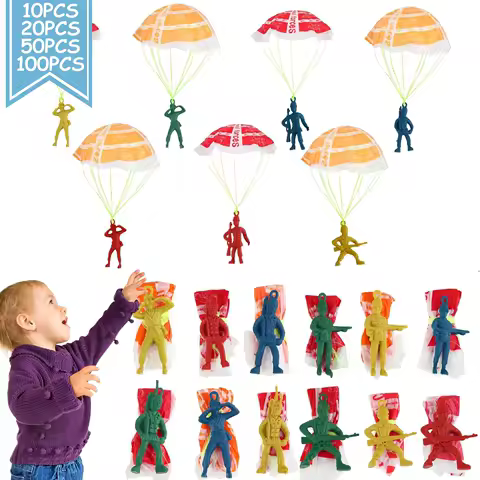 10/100pcs Parachute Toys for Kid, Army Men Action Figures Hand Throwing Kids Outdoor Games Toys, Idea Unique Boy Girl Gift