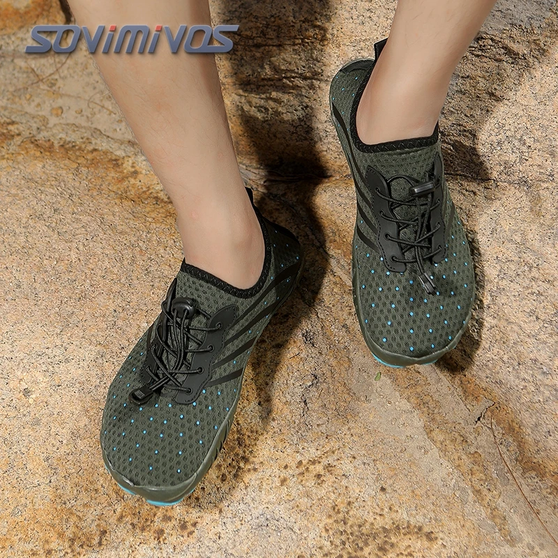 

2026 New Swimming Water Aqua Shoes Men Women Breathable Beach Camping Shoes Flat Soft Non-slip Upstream Sneakers Masculino
