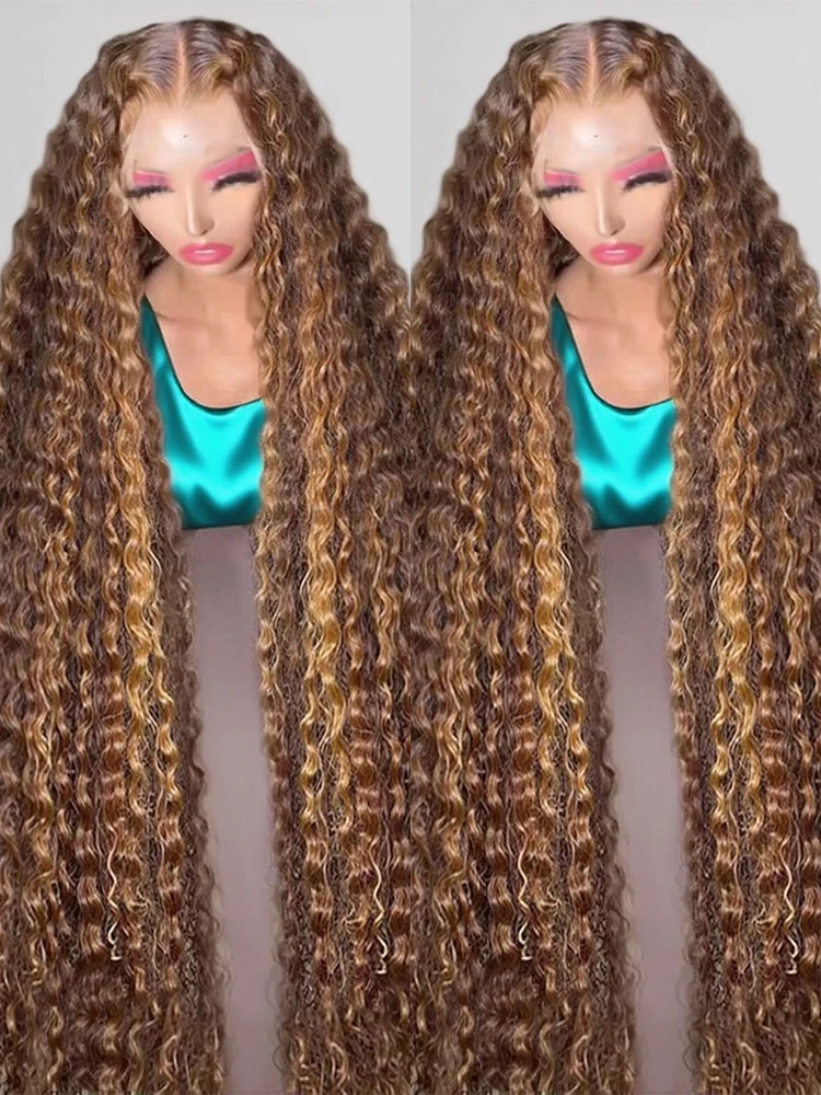 باروكات مجعدة موجة المياه تسليط الضوء على الشعر البشري أومبير 13x6 Hd الدانتيل أمامي موجة عميقة الباروكات 4/27 الملونة غلويليس الباروكات الدانتيل الجبهة الباروكات