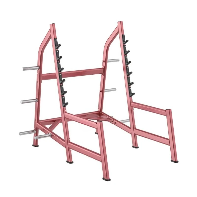 Steel Plate Loaded Barbell Squat Trainer with Safety Features for Strength Training