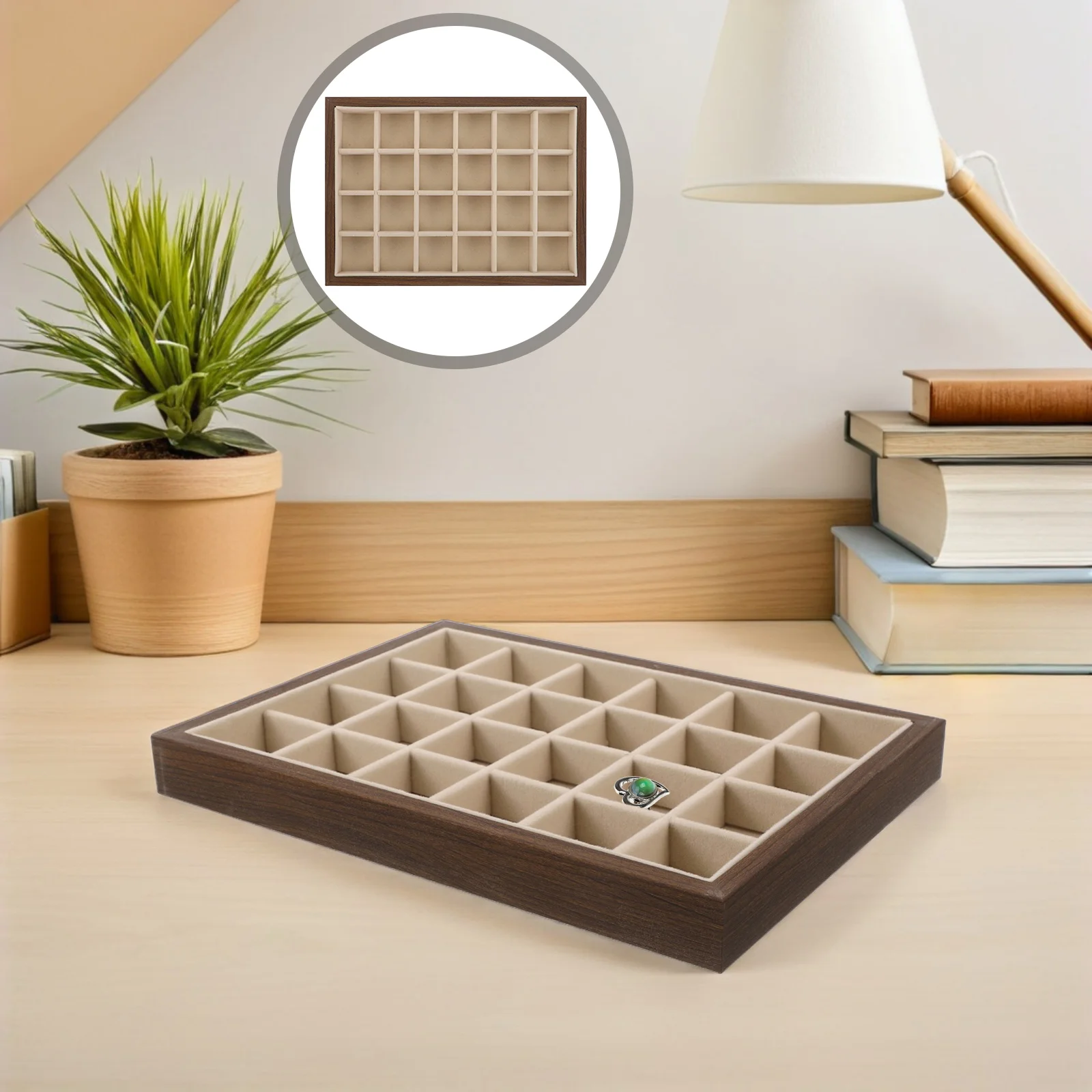 

Walnut Jewelry Tray Bracelet Holder Display Case Earring and Necklace Organizer