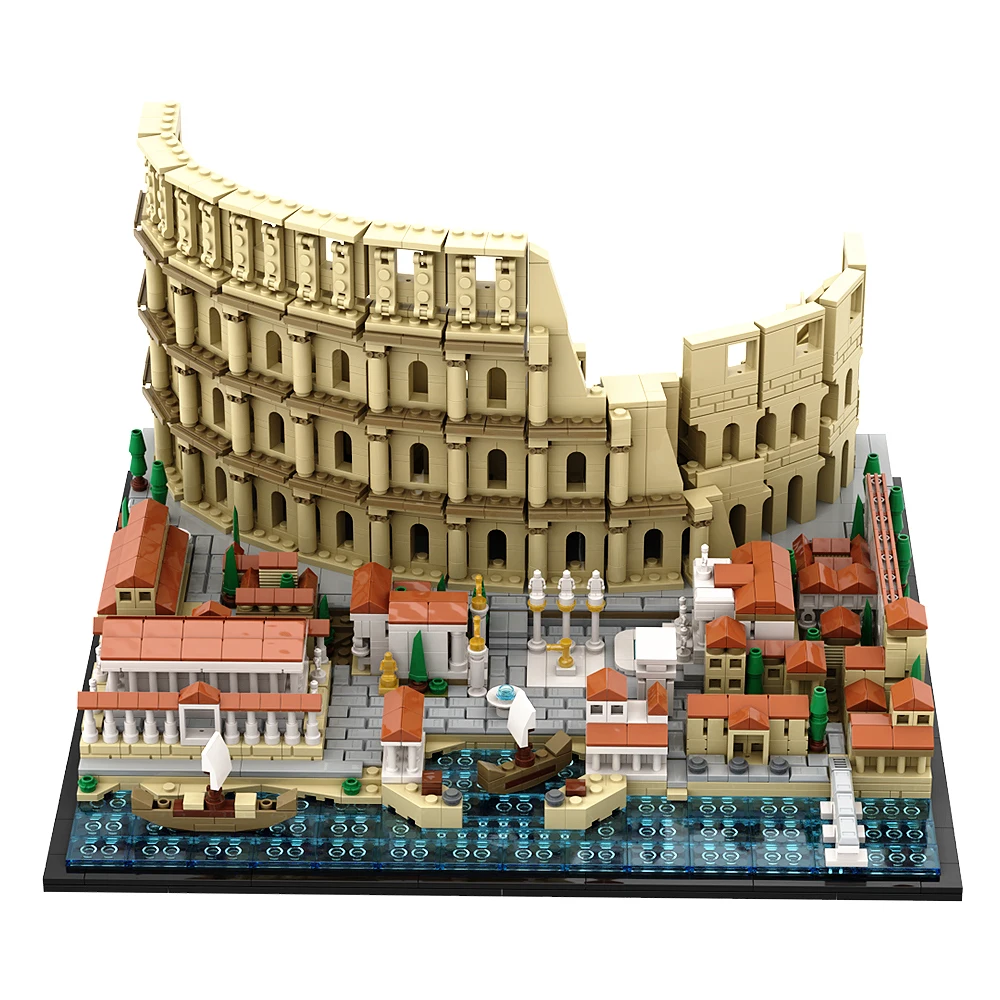 Gobricks-Coliseo romano MOC para niños, modelo de arquitectura, juego de bloques de construcción, monstruo de la bestia antigua, Base de batalla, juguetes de ladrillo