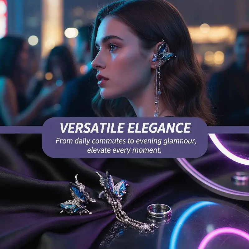 New Butterfly Ear Clips Open-Fit Earbuds Decorative Accessories With Butterfly And Tassel Design