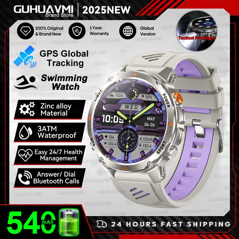 2025 New Professional GPS Sports Smart Watch Outdoor RIDE Run GPS track Swim Watchs Compass Altimeter 3ATM Sports Bracelets Men