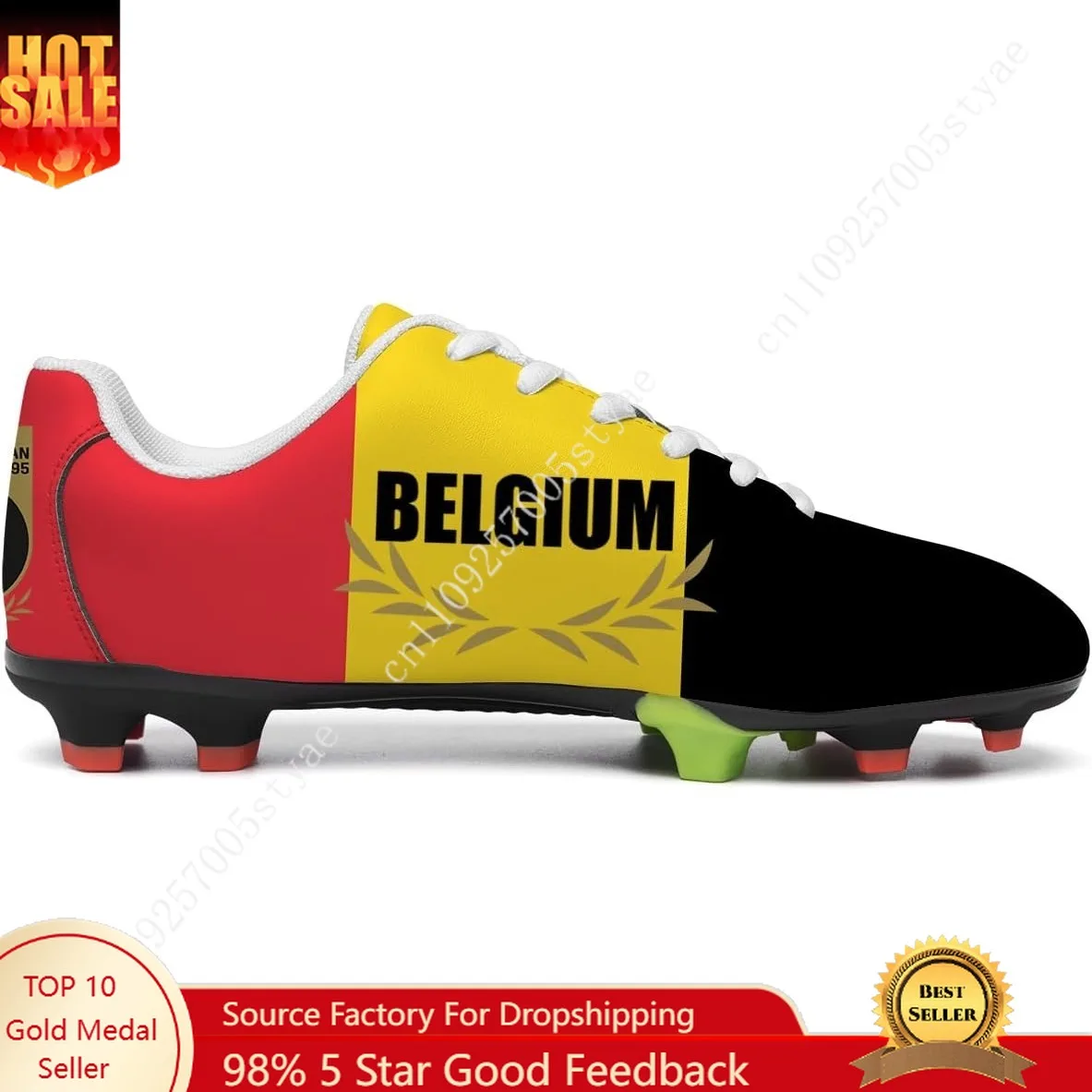 Belgium Flag Soccer Shoes Men Womens Football Shoe PU Sneakers Outdoor Lace Up Sports Shoes 2026