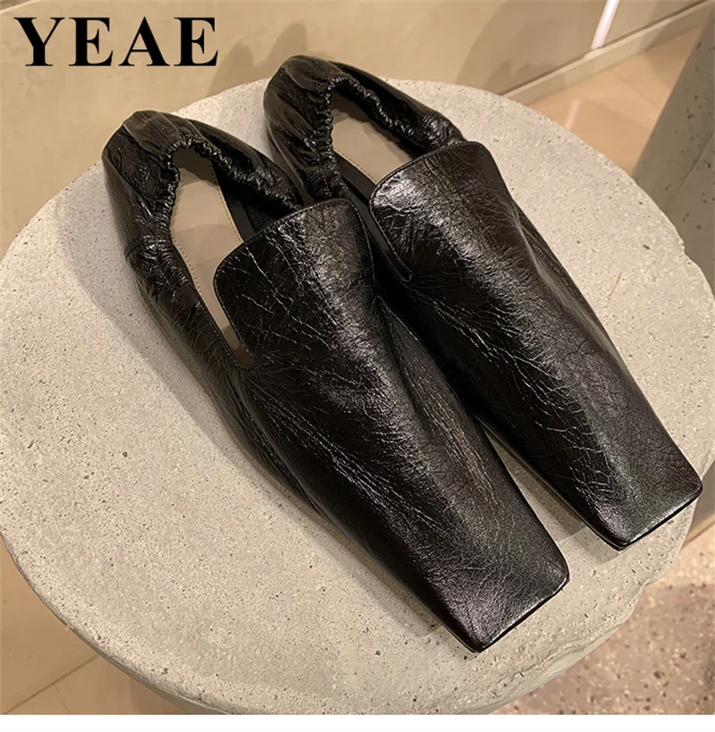 

2023 Spring New Flat Shoes Female Square Toe Soft Bottom Single Shoes Shallow Slip On Casual Shoes Ladies Leisure Loafers Shoes