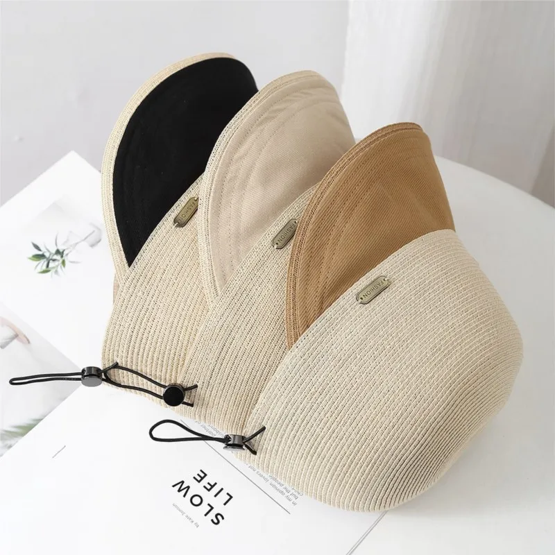 Summer woven hats for women breathable and sun-protective fisherman seaside vacation UV sunshade
