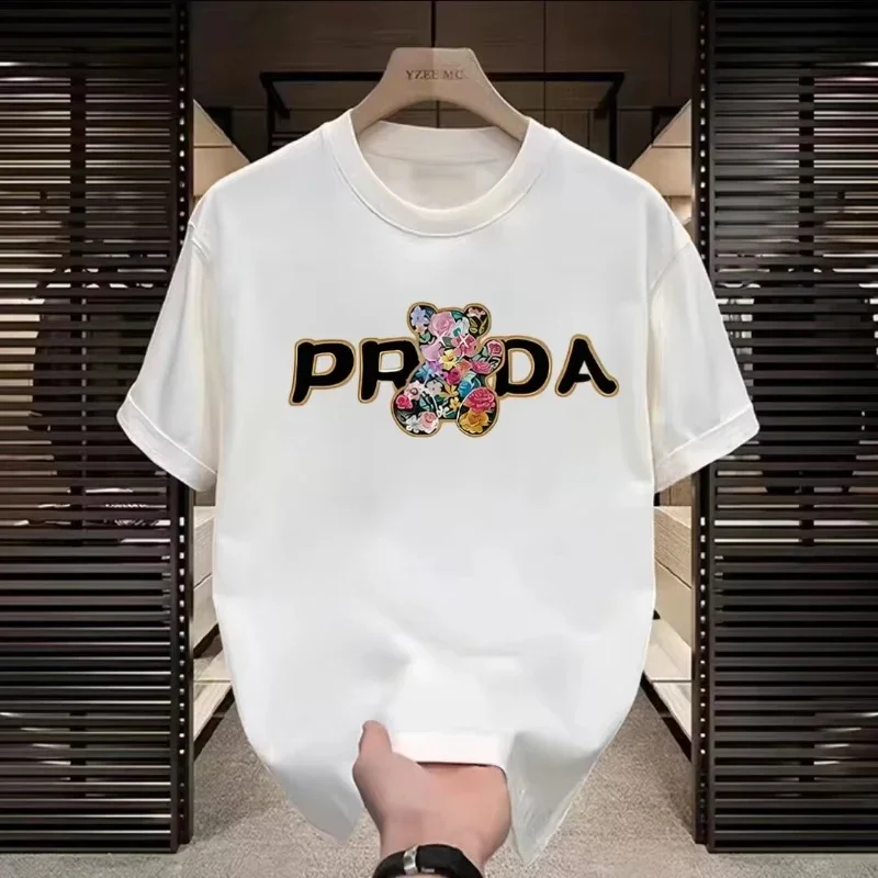 

2025 American Trendy Letter Printing Pure Cotton Printing Short-sleeved T-shirt for Men and Women Summer Couple Handsome