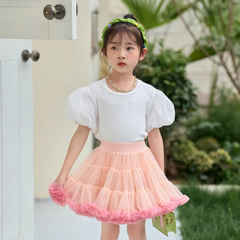 Falda tutú de clase A, media falda para niñas, niñas, elegante falda esponjosa de princesa para niños de un año