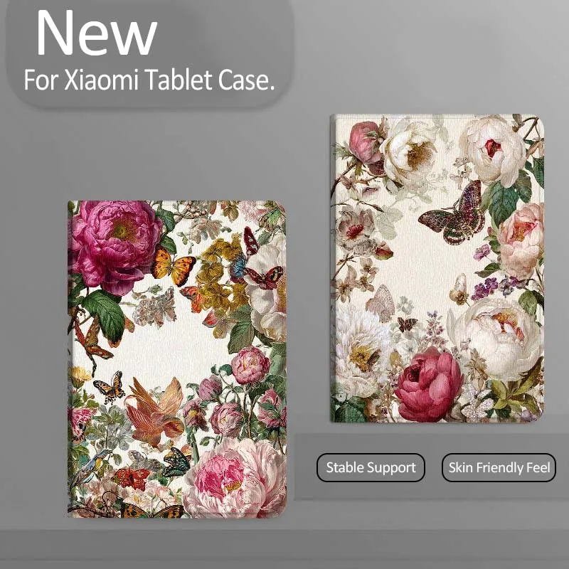 

Vintage Flower Butterfly Art Tablet Case For Xiaomi Redmi Mini Pad SE K 2 4 5 6 7 8 2023 2025 11 8.8 11.2 10.1 Pro Gift