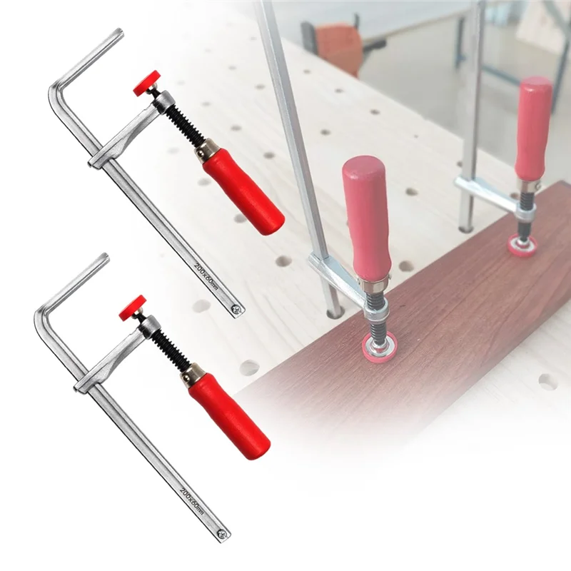 Dispositivo di fissaggio per binario di guida A88E con manico in legno da 160 mm, design completo del braccio con azione a vite