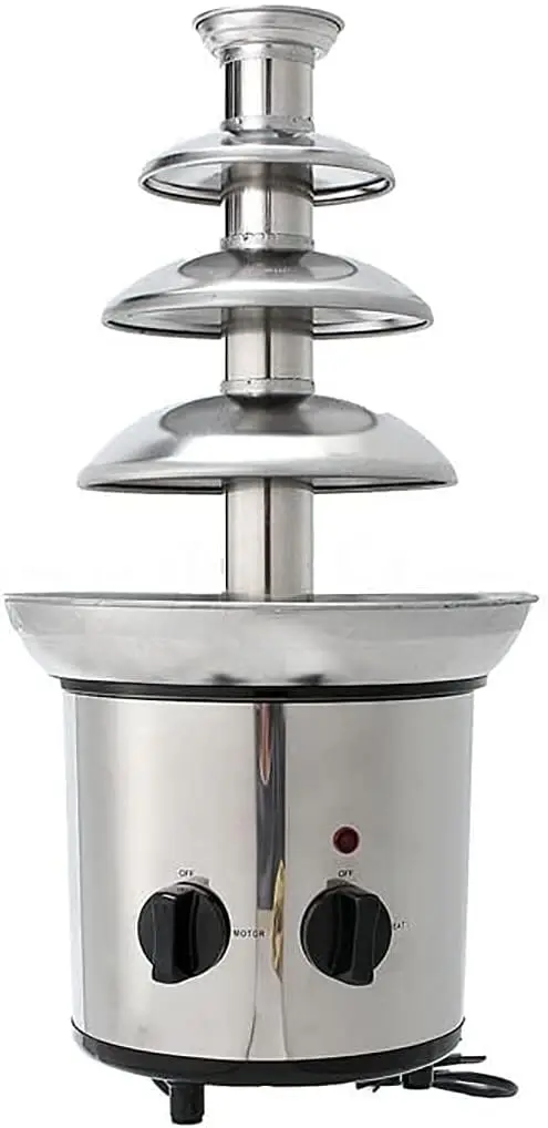 Electric Chocolate Fondue Fountain Machine, Stainless Steel 4-Tier Chocolate Fountain with 4-Pound Capacity, Ideal for Chocolate, Candy, Butter and Cheese