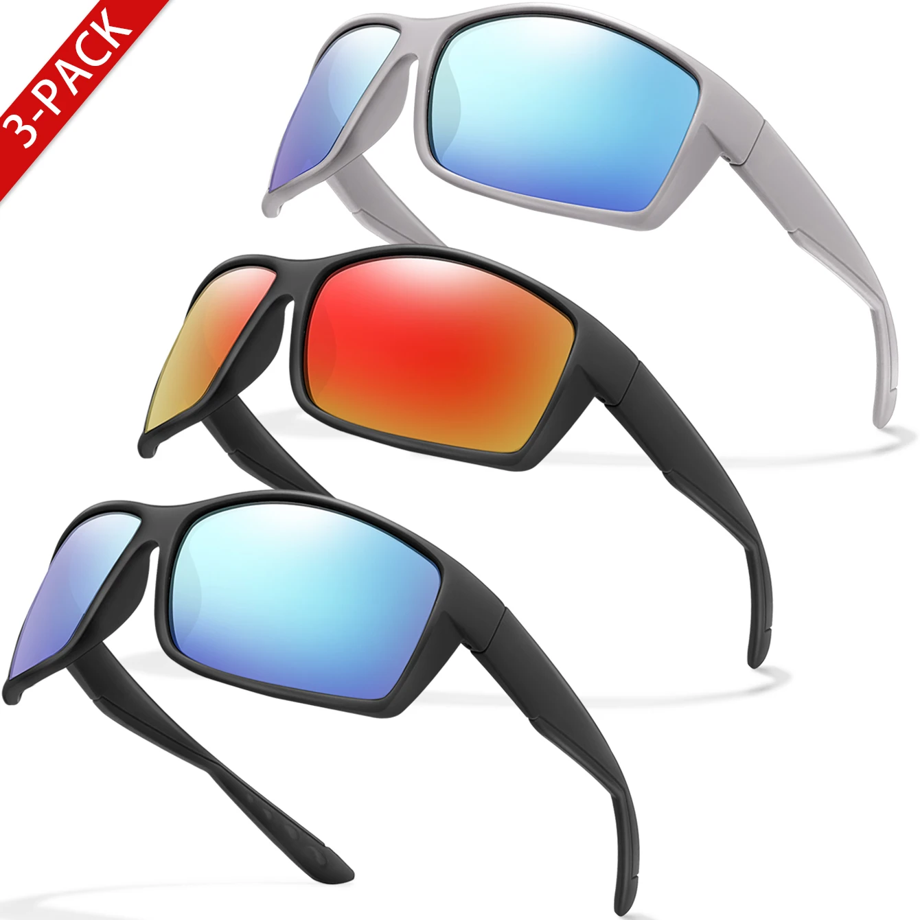 AliExpress NONE 3 Packs Polarized Fishing Sunglasses Man Women Outdoor Sports Cycling Hiking Driving Multi Colour Classics with UV Protection