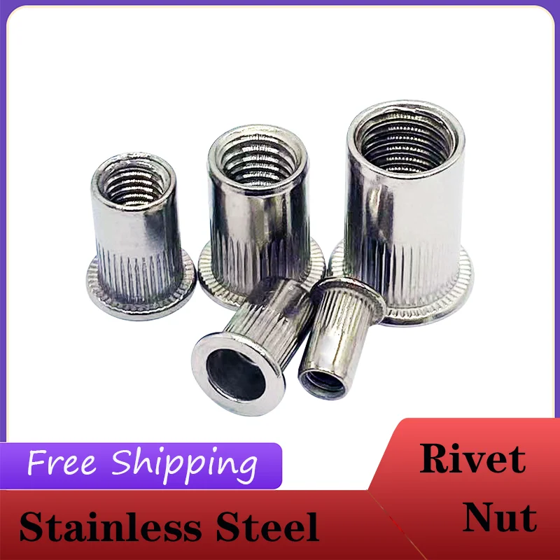 

Strong Rivet Gun Stainless Steel Rivets Nuts Insert Flat Head Threaded Nut sert Cap for Riveter Riveting Nut Gun Tools Rustproof