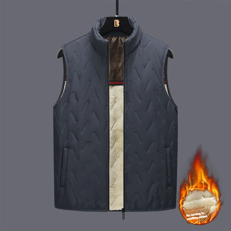 

2025 Men Vest Winter Warm Lamb Wool Fleece Lined Sleeveless Jacket Thermal Underwear Heated Body Warmer Mens Cold Weather Gear