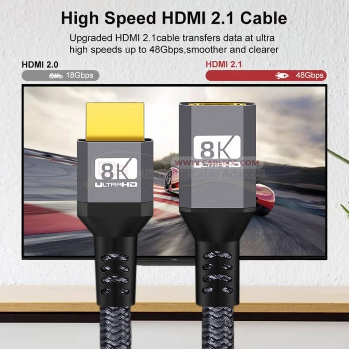 HDMI 2.1 Extension Cable 8K HDMI-Compatible Male to Female Extender Cable 8K 60Hz 4K 5K144Hz 48Gbps eARC for PS5 HDTV Adapter