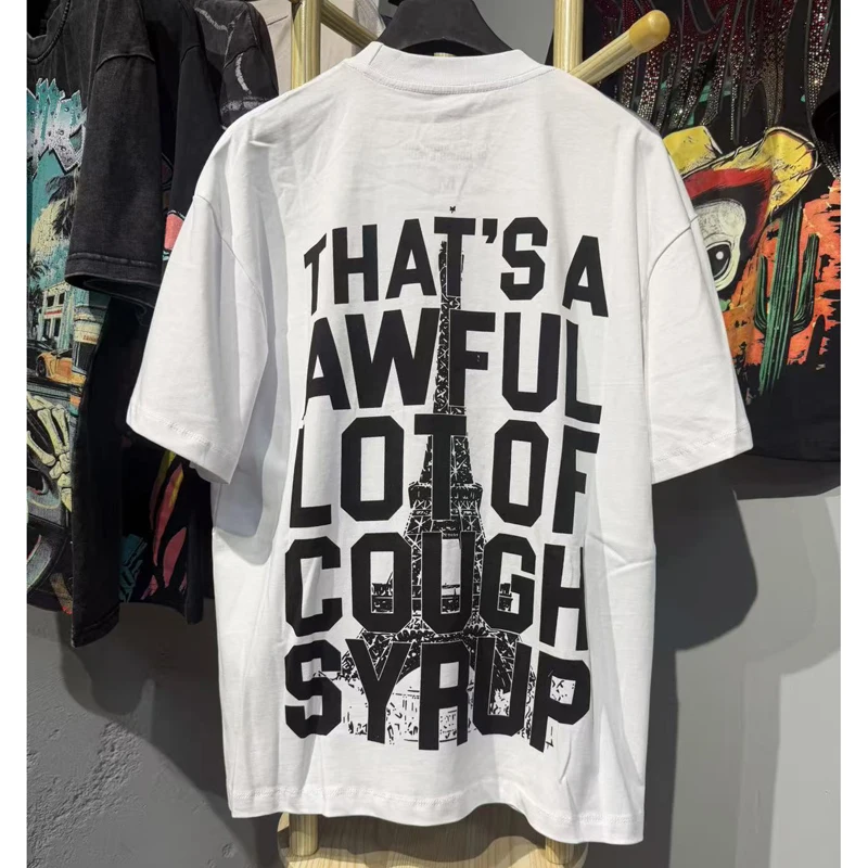 THAT'S A AWFUL LOT OF COUGH SYRUP Tee Vintage Gothic Letter Print T-shirt Unisex Loose Crew Neck Street Casual Tops