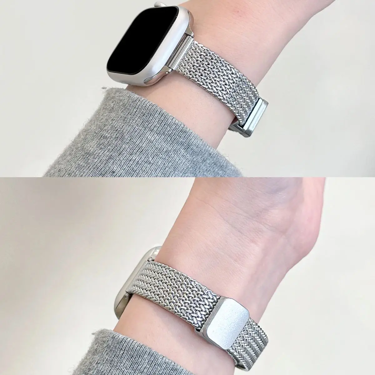 Magnet Stainless Steel Strap For Apple Watch 10 42/46mm 41/45mm 9 8 7 Mesh Loop Women Slim Band For iwatch SE 6 5 4 40 44 38mm