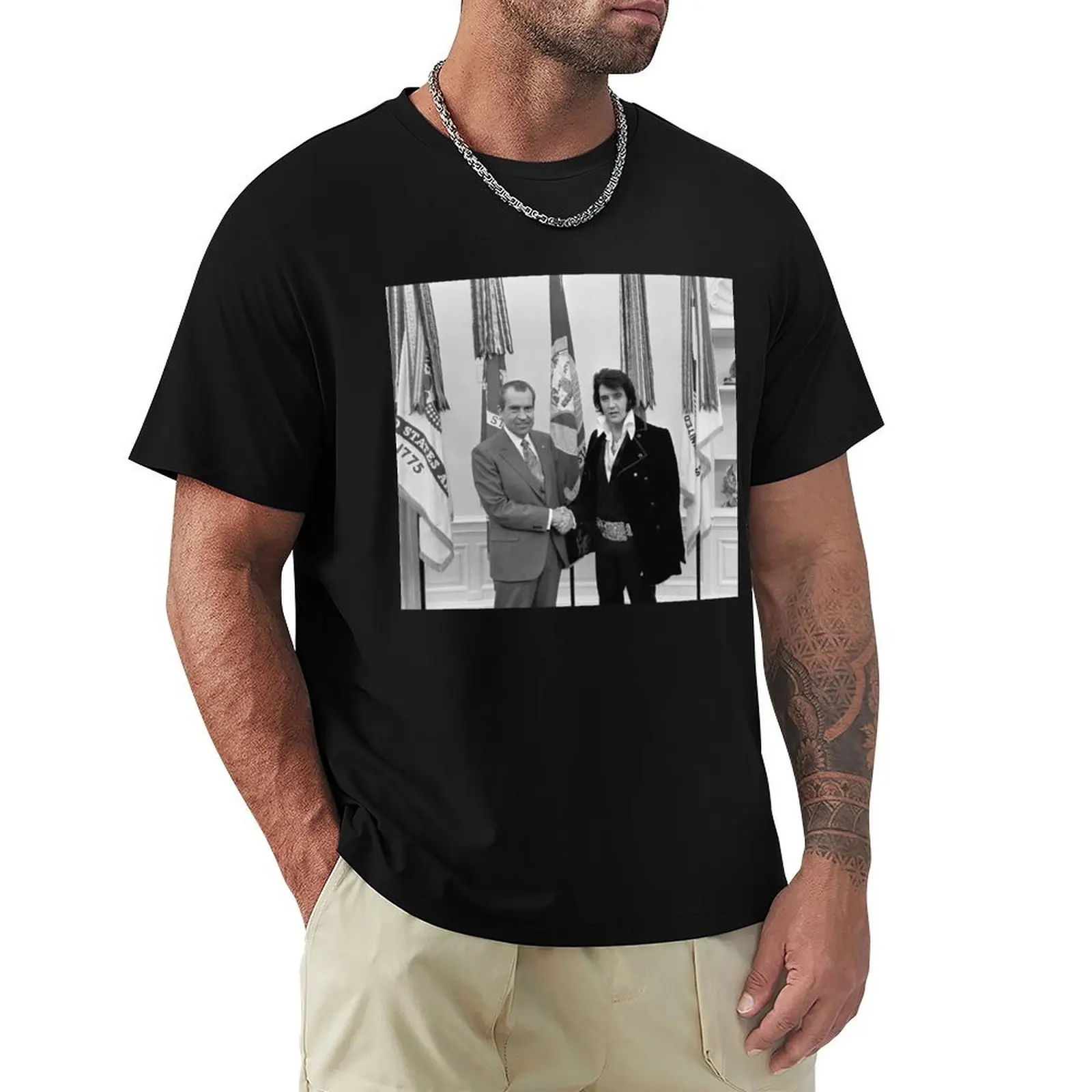Nixon And Famous Rockstar Shake Hands T-Shirt Quick Dry Travel T-Shirt