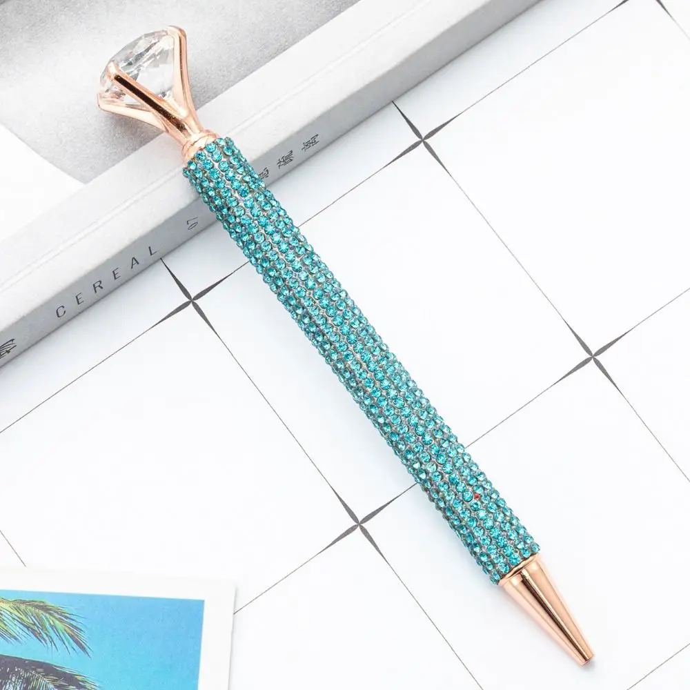 Luxury Great Drill Ballpoint Pen Metal Material Creativity Rotating Metal Pen Multi-purpose Durable Crystal Drill Pen Girl