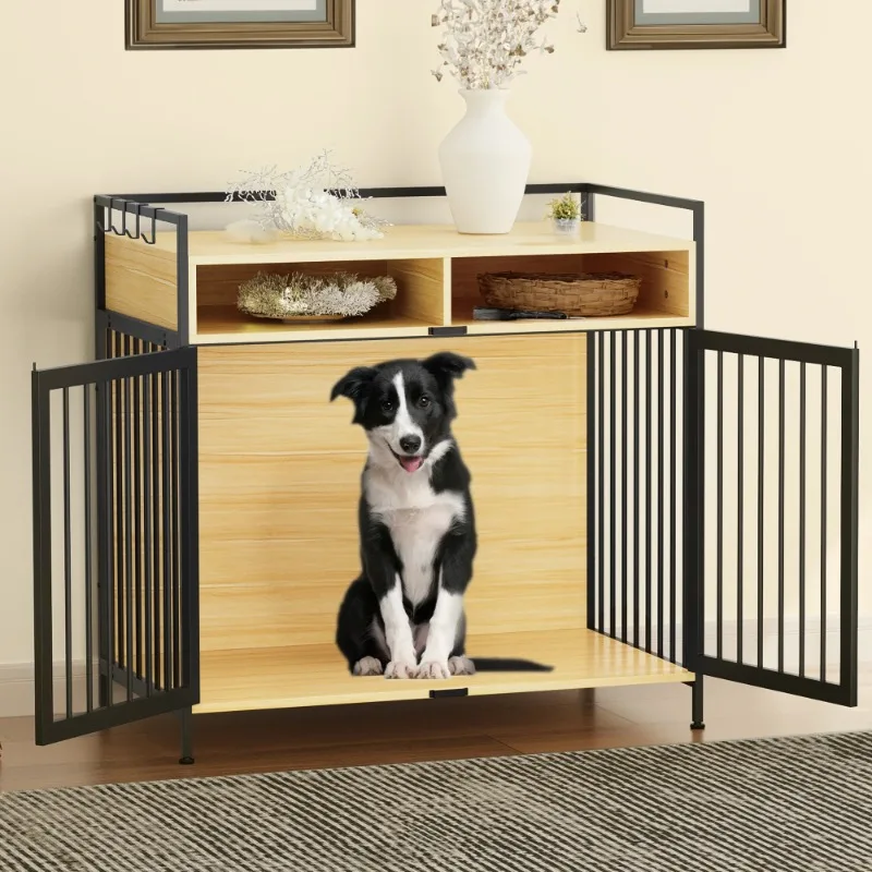 

Dextrus XL Dog Crate Furniture 41" with 2 Drawers, Large Kennel End Table, Wooden Cage Indoor Dog House Pet Crate Table
