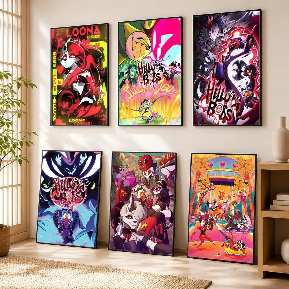 H-Helluva Boss Anime Poster Modern Home Living Bedroom Bar Hallway Waterproof Wall Art Aesthetic Decor
