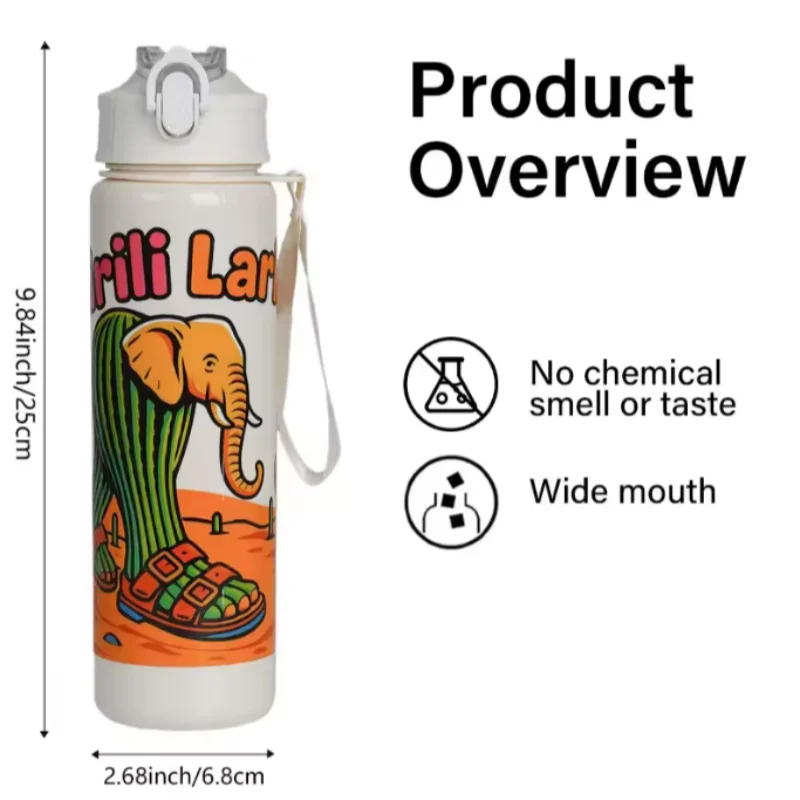 750 مللي زجاجة مياه Brainrot الإيطالية في الهواء الطلق الشرب الكرتون أكواب رياضية تونغ تونغ صحور Tralalero Tralala هدية الكريسماس