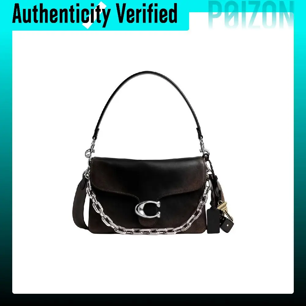 COACH Tabby Cow Leather Shoulder Bag Medium Women's Black & Brown CBH40-LHPMZ