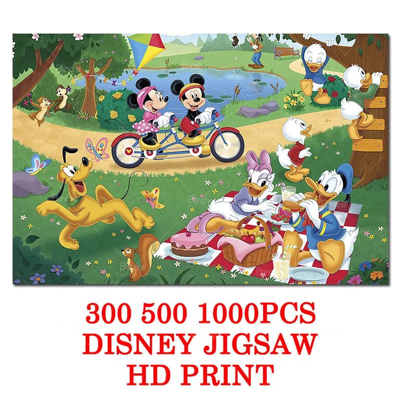 

Mickey Minnie Mouse Friends Forest Having Fun Disney Classical Anime Puzzles 300 500 1000PCS Paper Jigsaw For Teens Friends Gift