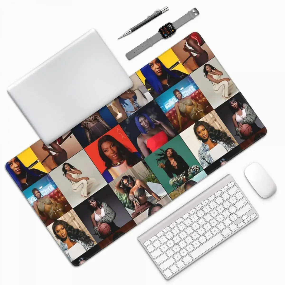 Aya Nakamura Photo Collage Large Mouse Pad Computer Keyboard Mouse Mat Gamer PC Laptop Desk Mat Office Accessories Table Mats