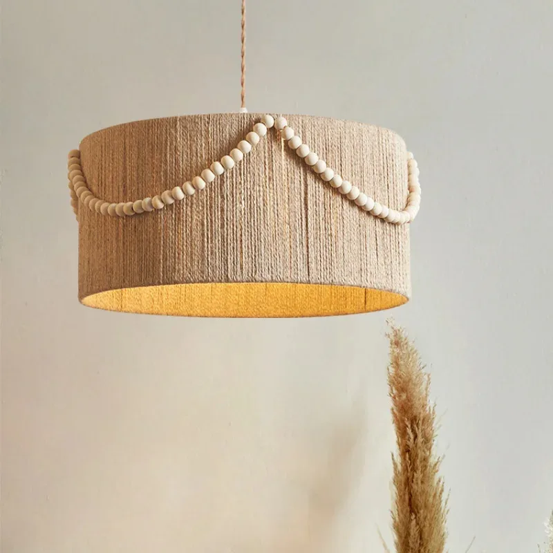 Vintage Hand-woven Hemp Rope Led Pendant Lights for Living Room Bedroom Dining Room Decorative Led Pendant Lamps Home Decor