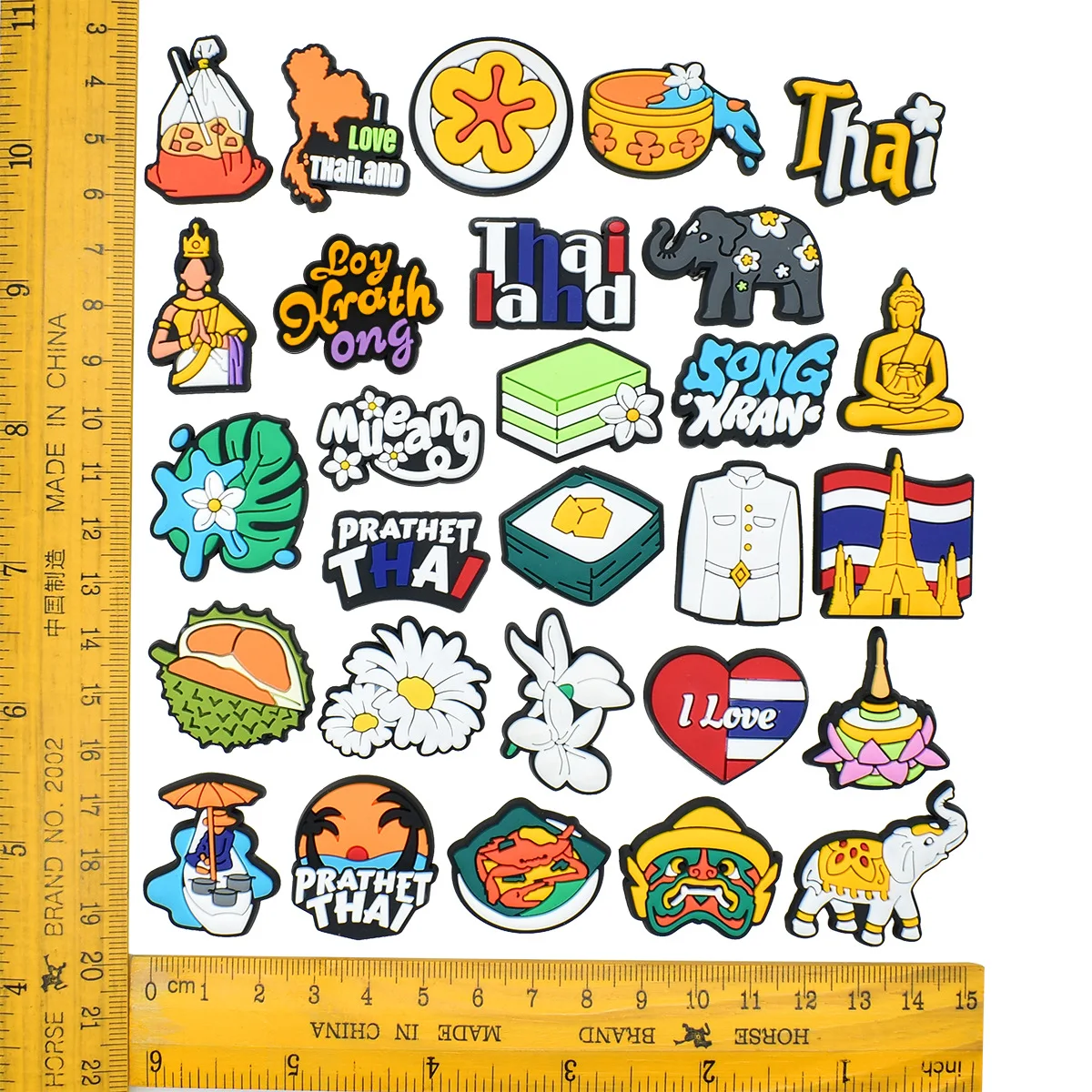 Thailand travel scenery food cartoon PVC soft rubber hole shoes charms buckles flower accessories DIY decorative shoe buckle