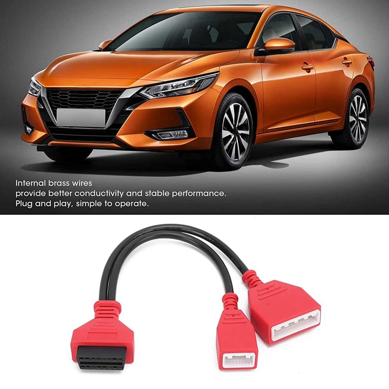 OBD2 Diagnostic Connector Cable, 16+32 OBDII Gateway Adapter Car Diagnostic Tool Replacement For Nissan Sylphy Sentra