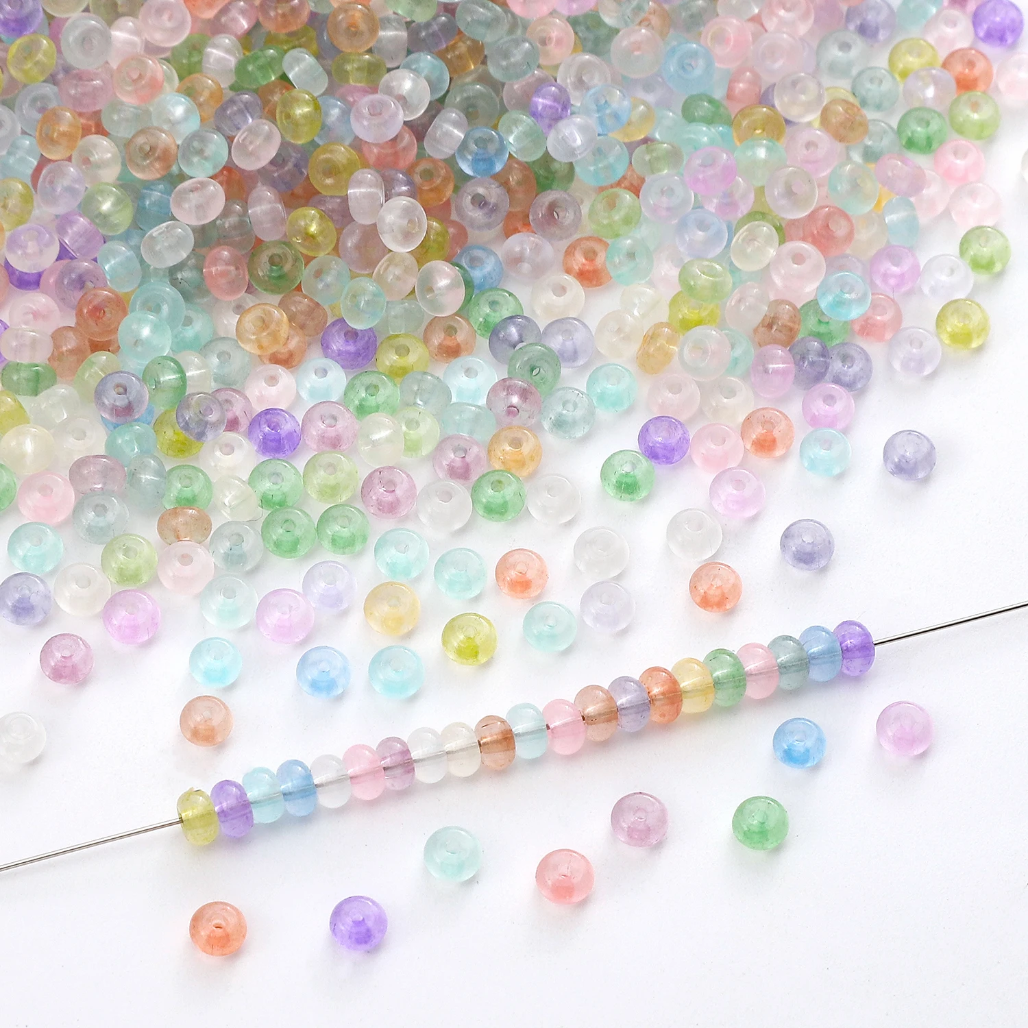 10g/Bag 150Pcs Color Clear Imitation Jade Glass Abacus Seed Beads 2x4mm Flat Round Spacer Beads For Bracelets DIY Jewelry Making
