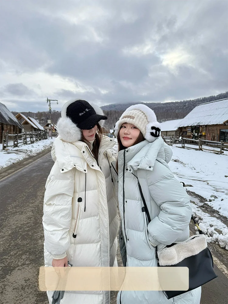 

Женская удлиненная белая пуховая куртка больших размеров, теплая, для активного отдыха, повседневная, свободного кроя, на молнии, зимняя, модная