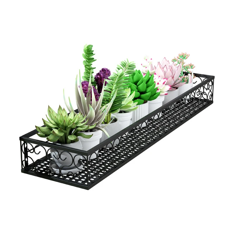 Balcony Flower Stand Hanging Wrought Iron Guardrail Flowers Pot Hanger Succulent Railing Shelf Indoor Window Sill Rack Stands