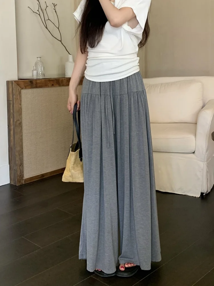 

Summer 2026 Women's Casual Loose Wide Leg Pants Elastic Waist Drawstring Design Sensation Loose Style Versatile Simple Pure C...