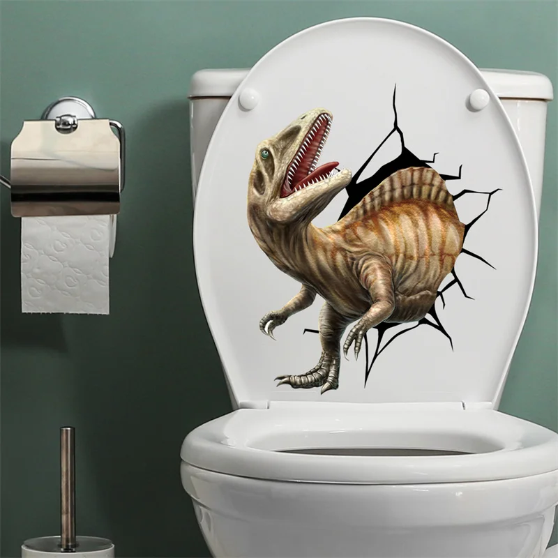 M5 Funny Cartoon Animal Dinosaur Wall Sticker Toilet Stickers Toilet Lid WC Door Sticker Household