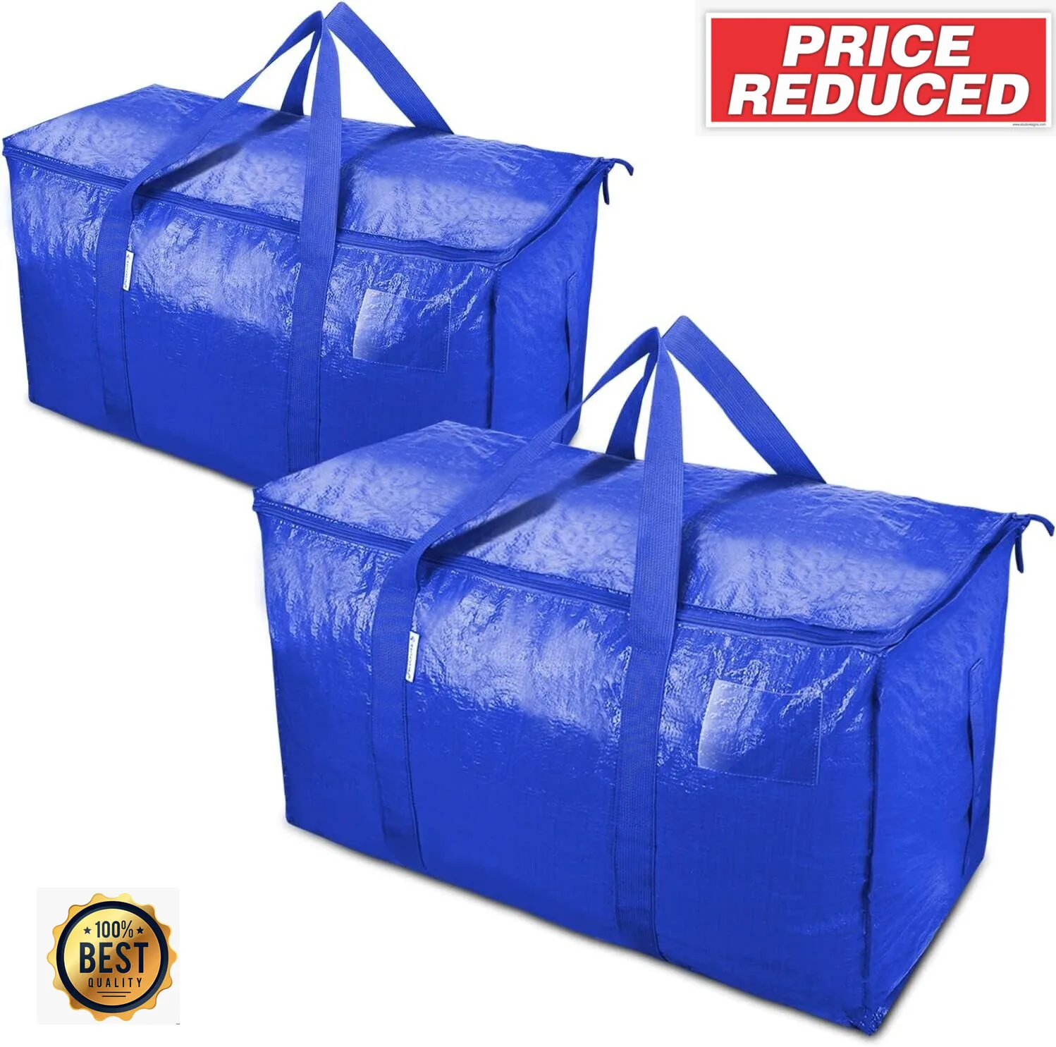 

2 pcs Heavy Duty Moving Bags,Large Waterproof Storage Bag with Handles and Zippers, Strong Handles and Zipper