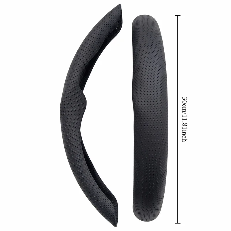 Unbranded two-section black perforated breathable steering wheel cover with grip，Breathable and not stuffy，Stable and non-slip，U