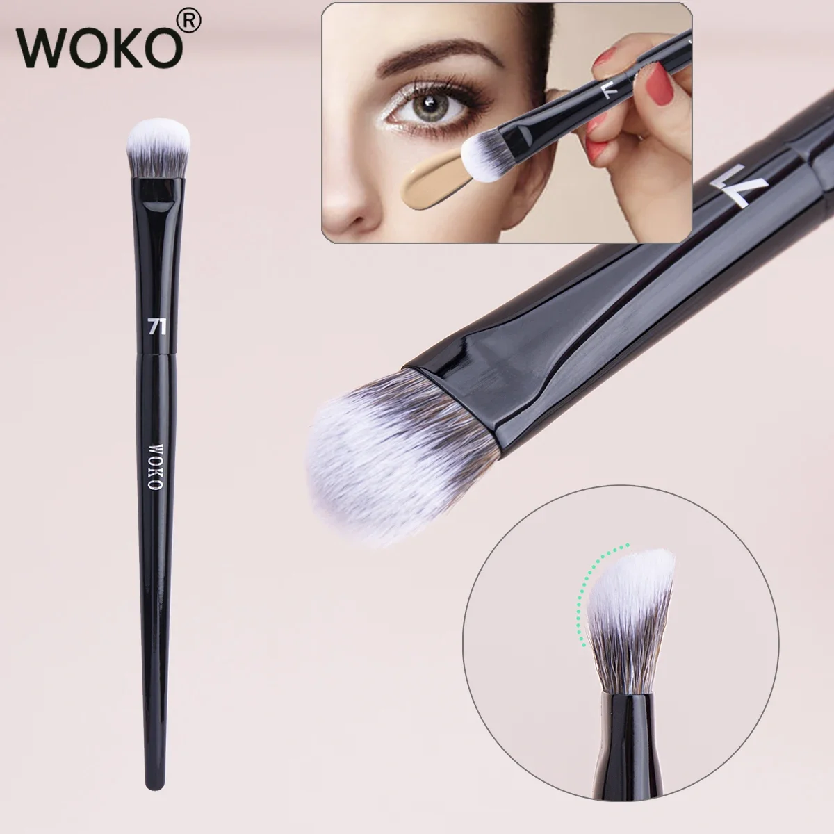 71 Angled Concealer Brush Buildable Coverage Concealer Blending Makeup Brush Professional Concealer Liquid Cream Makeup Tool