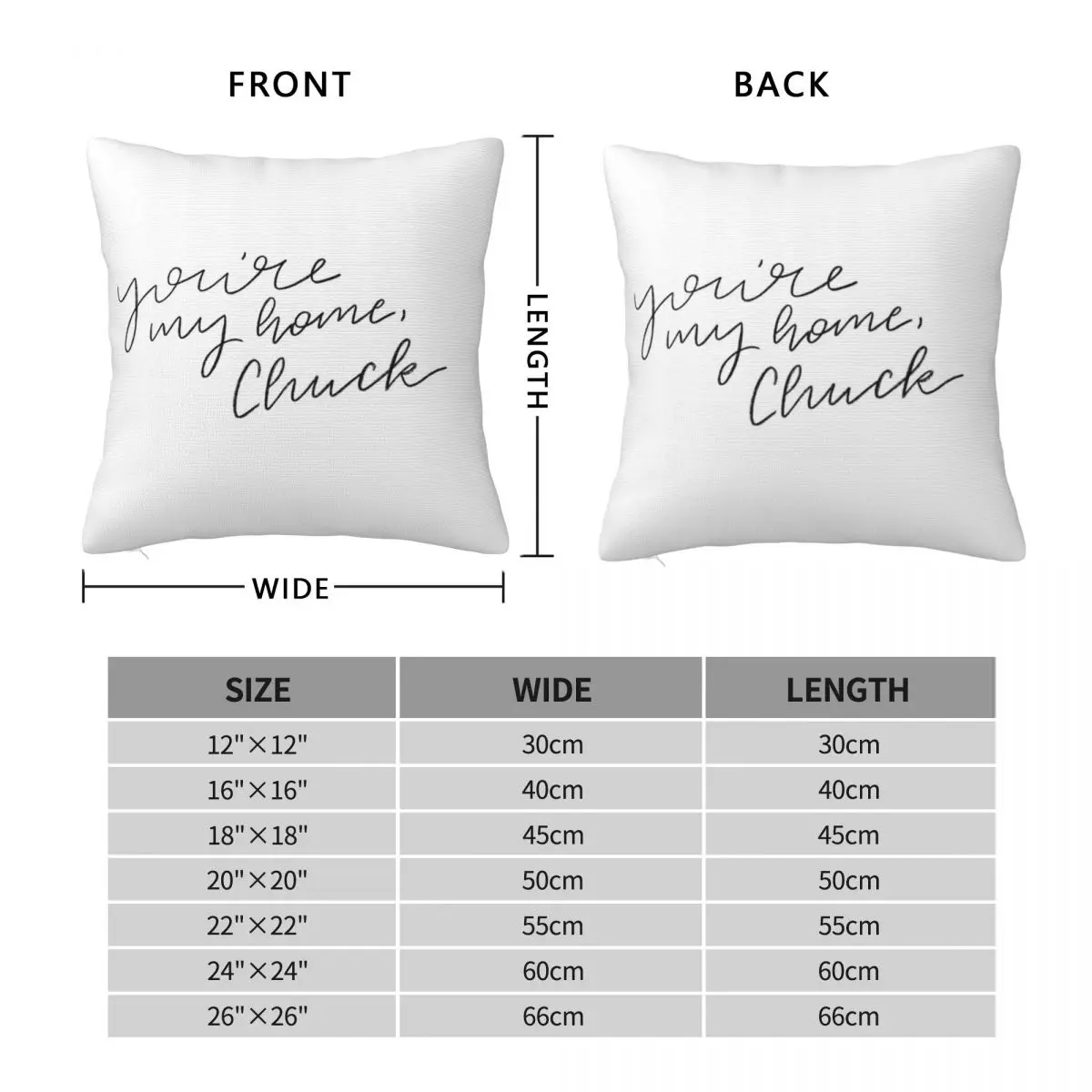 You're My Home Chuck Square Pillowcase Polyester Linen Velvet Printed Zip Decor Throw Pillow Case Car Cushion Cover 45x45