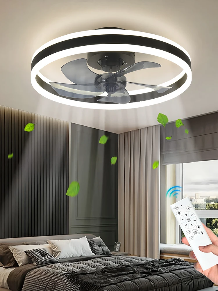 Moderner Deckenventilator (mit Beleuchtung), leiser dimmbarer LED-Deckenventilator (mit Fernbedienung), für Schlafzimmer, Arbeitszimmer, Esszimmer,