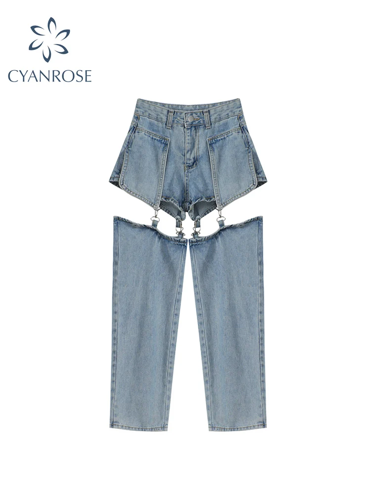 Streetwear Jeans Woman High Waist Vintage Fashion Patchwork Denim Pants Female 2022, Summer New Harajuku Loose Wide Leg Trousers